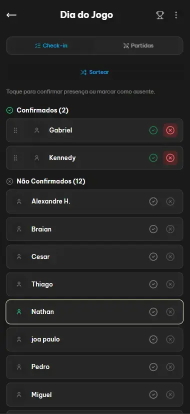Confirmações de Presença
