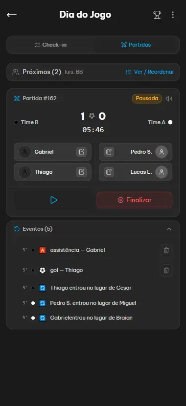 Estatísticas em Tempo Real